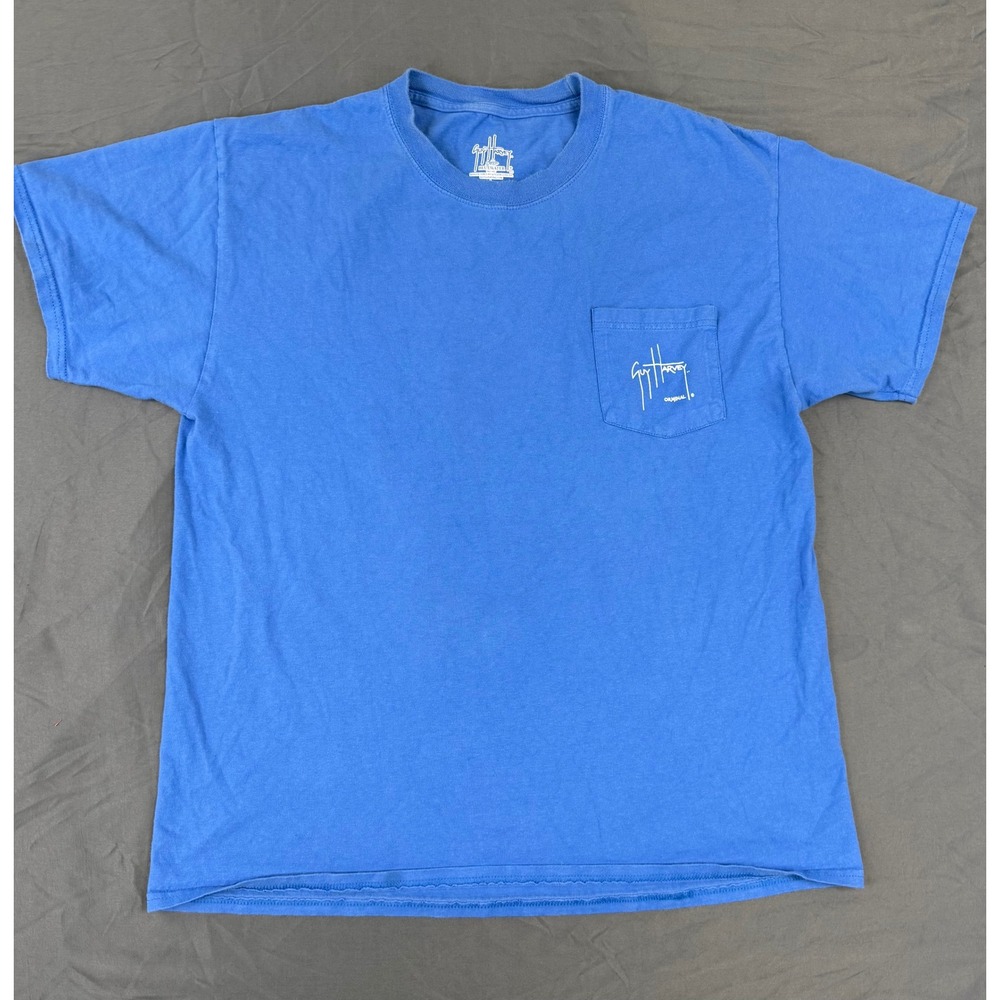 Guy Harvey Mens Rock the Boat Marlin Graphic Pocket T-Shirt Blue Size Large 2013